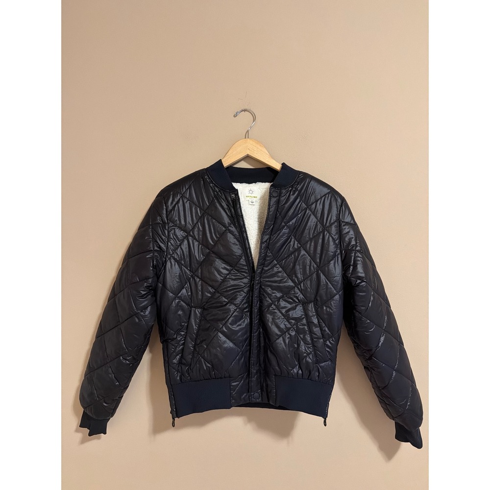 OFFLINE by Aerie Black Quilted Sherpa Lined Bomber Jacket Medium